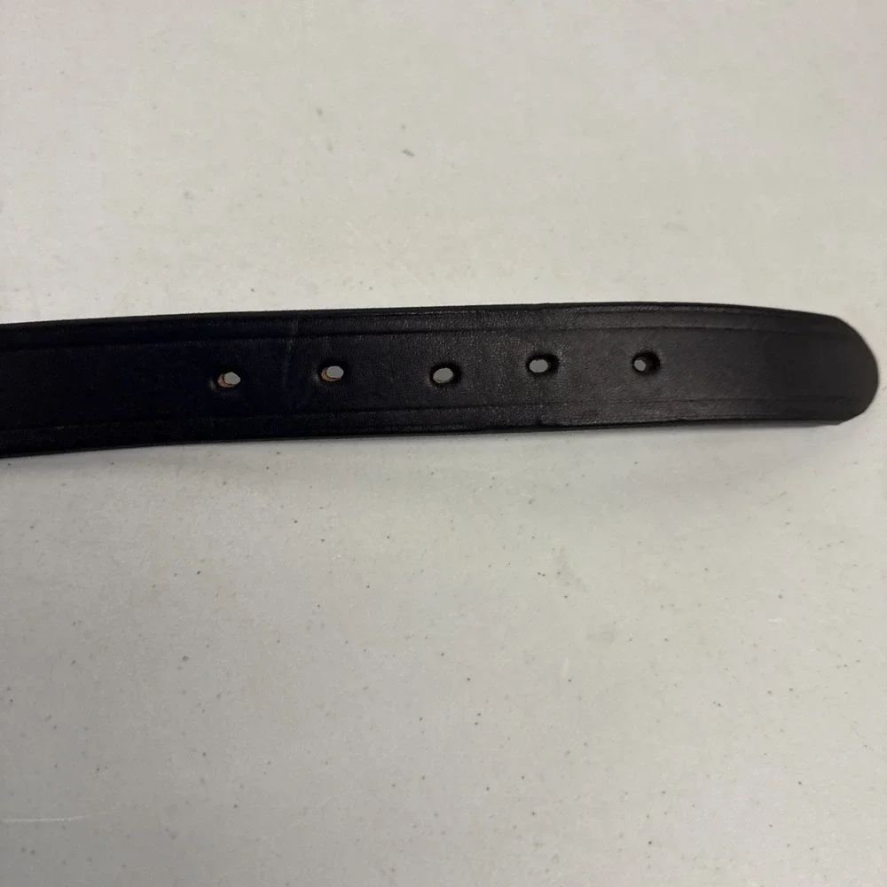 Hunter Men's Black Leather Belt Brass Buckle Thomas Leather Maker Paris, KY USA